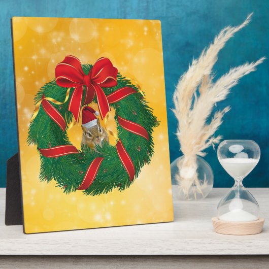 Cute Chipmunk Kerstmis Fotoplaat (Zijkant)