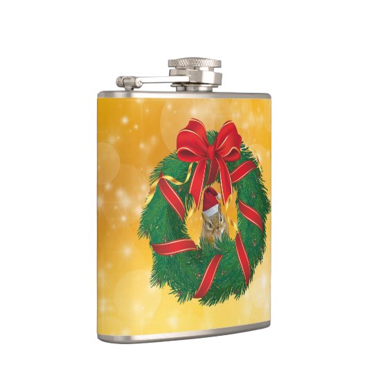 Cute Chipmunk Kerstmis Heupfles (Rechts)