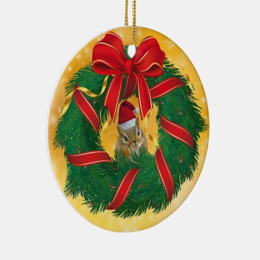 Cute Chipmunk Kerstmis Keramisch Ornament (Rechts)