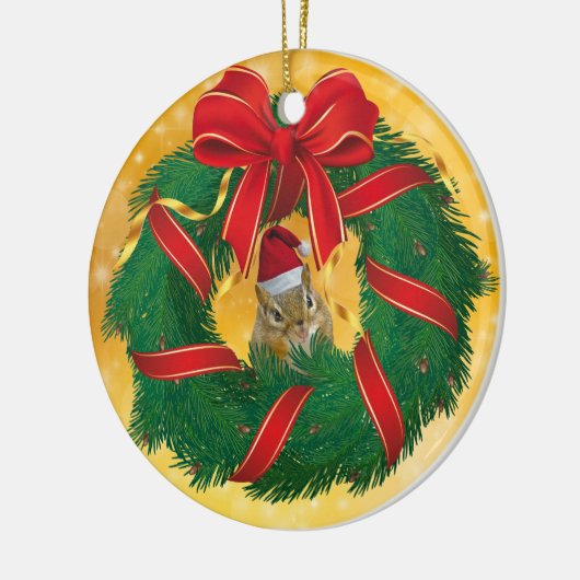Cute Chipmunk Kerstmis Keramisch Ornament (Links)