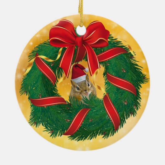 Cute Chipmunk Kerstmis Keramisch Ornament (Achterkant)
