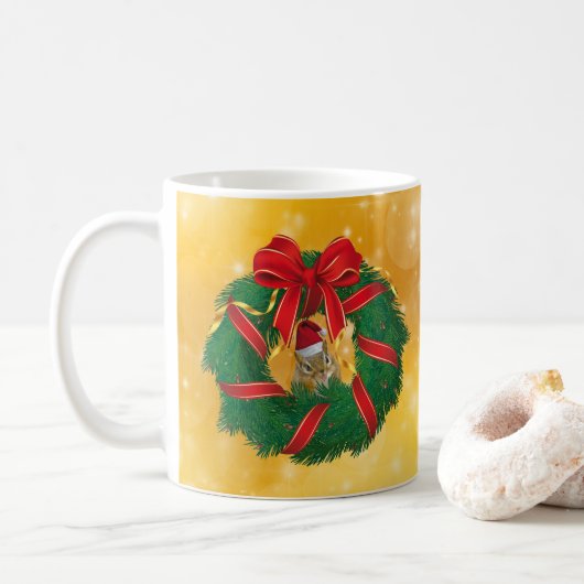 Cute Chipmunk Kerstmis Koffiemok (Met donut)