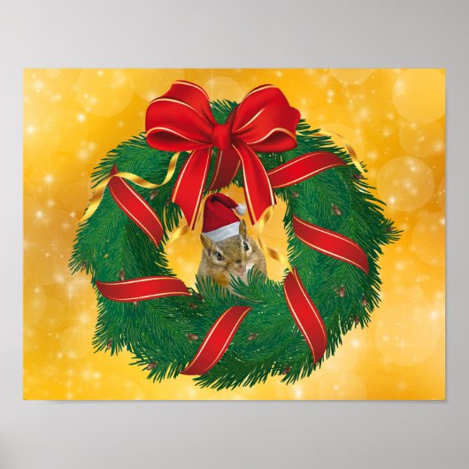 Cute Chipmunk Kerstmis Poster (Voorkant)