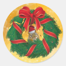 Cute Chipmunk Kerstmis Ronde Sticker
