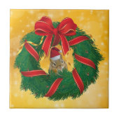 Cute Chipmunk Kerstmis Tegeltje (Voorkant)
