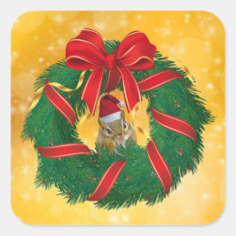 Cute Chipmunk Kerstmis Vierkante Sticker