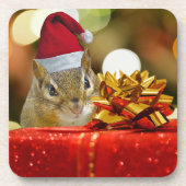 Cute Chipmunk Merry Kerstmis Drankjes Onderzetter (Voorkant)