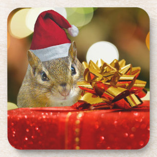 Cute Chipmunk Merry Kerstmis Drankjes Onderzetter