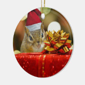 Cute Chipmunk Merry Kerstmis Keramisch Ornament (Links)
