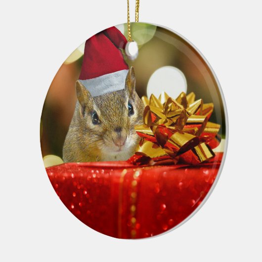 Cute Chipmunk Merry Kerstmis Keramisch Ornament (Links)