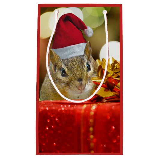 Cute Chipmunk Merry Kerstmis Klein Cadeauzakje (Voorkant)