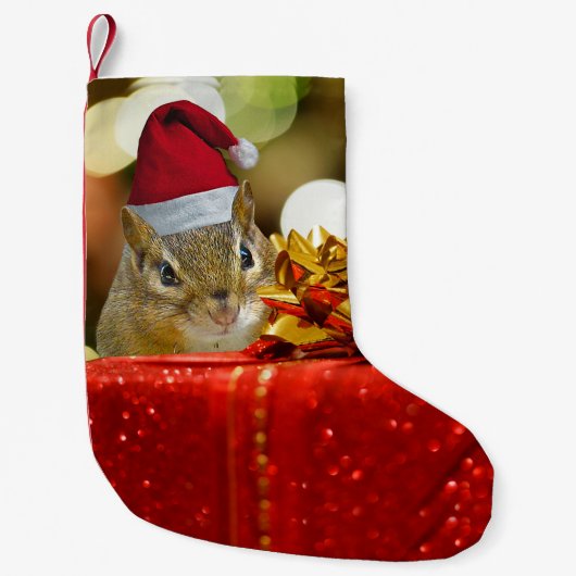 Cute Chipmunk Merry Kerstmis Kleine Kerstsok (Voorkant)