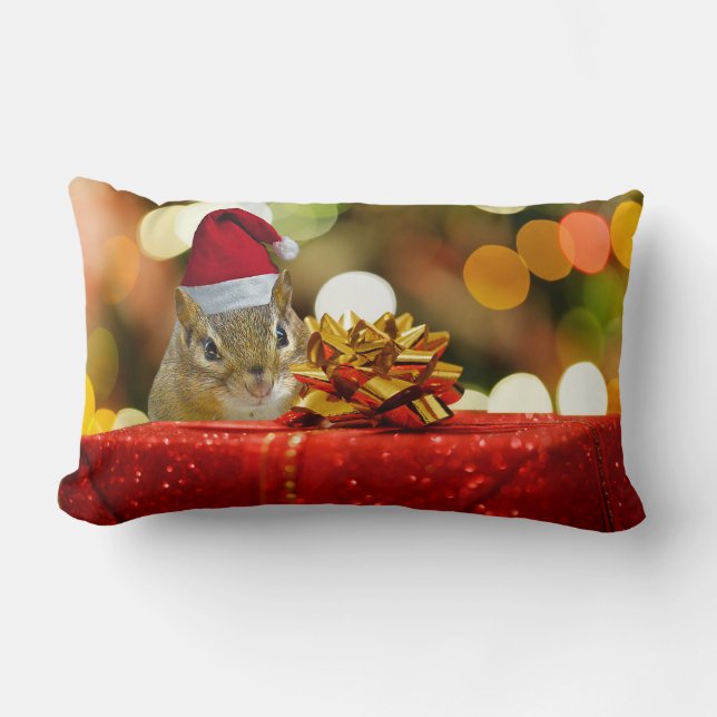 Cute Chipmunk Merry Kerstmis Kussen (Voorkant)