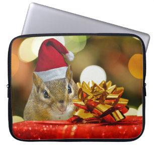 Cute Chipmunk Merry Kerstmis Laptop Sleeve
