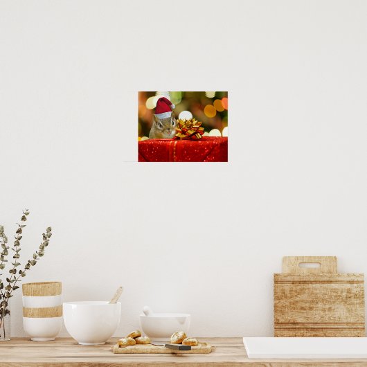 Cute Chipmunk Merry Kerstmis Poster (Keuken)