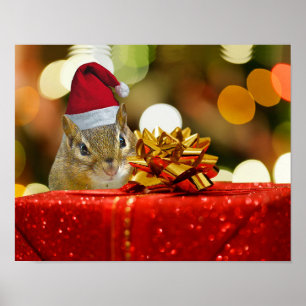 Cute Chipmunk Merry Kerstmis Poster