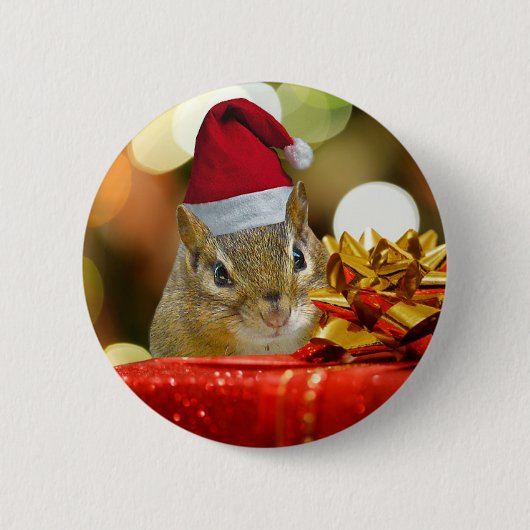 Cute Chipmunk Merry Kerstmis Ronde Button 5,7 Cm (Voorkant)