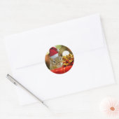 Cute Chipmunk Merry Kerstmis Ronde Sticker (Envelop)