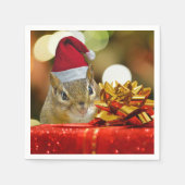 Cute Chipmunk Merry Kerstmis Servet (Voorkant)