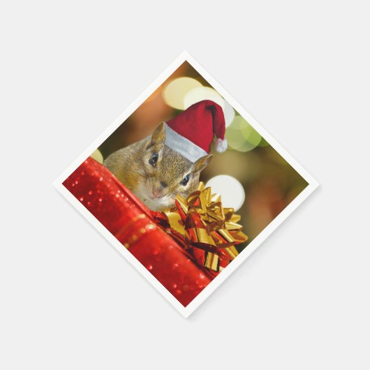 Cute Chipmunk Merry Kerstmis Servet (Hoek)