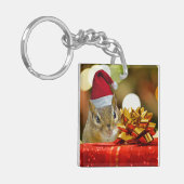 Cute Chipmunk Merry Kerstmis Sleutelhanger (Voorkant Links)