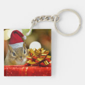 Cute Chipmunk Merry Kerstmis Sleutelhanger (Achterkant)