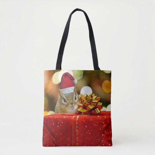 Cute Chipmunk Merry Kerstmis Tote Bag (Voorkant)