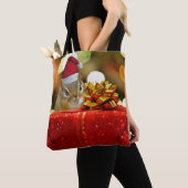 Cute Chipmunk Merry Kerstmis Tote Bag (Dichtbij)