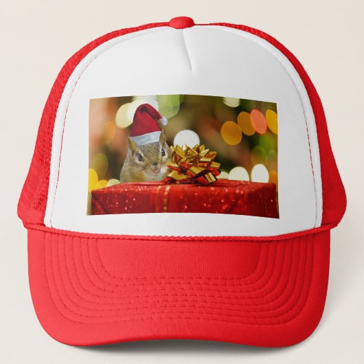 Cute Chipmunk Merry Kerstmis Trucker Pet (Voorkant)