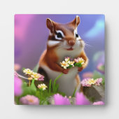 Cute Chipmunk met Flowers Fotoplaat (Voorkant)