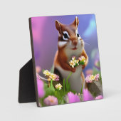 Cute Chipmunk met Flowers Fotoplaat (Voorkant)