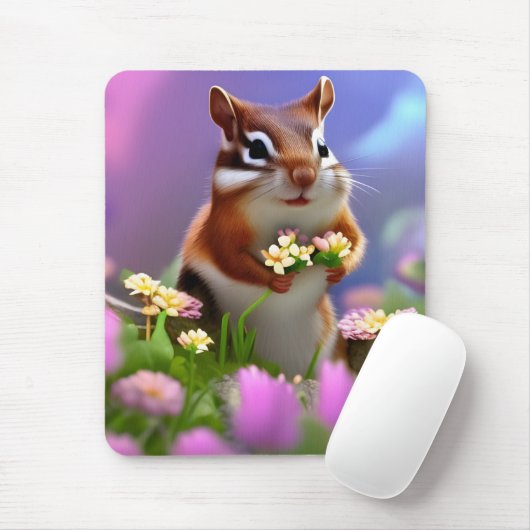 Cute Chipmunk met Flowers Muismat (Met muis)