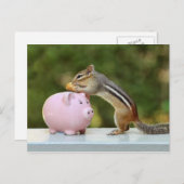Cute Chipmunk met Funny Money Piggy Bank Afbeeldin Briefkaart (Voorkant / Achterkant)