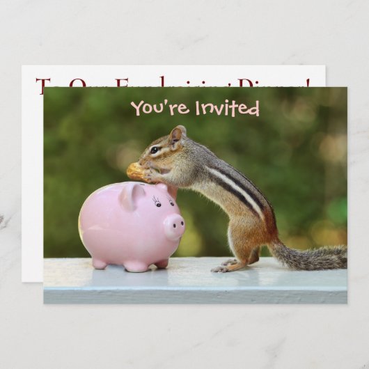 Cute Chipmunk met Funny Money Piggy Bank Afbeeldin Kaart (Voorkant / Achterkant)