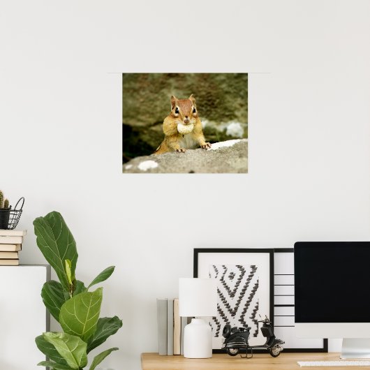 Cute Chipmunk met Large Treat Poster (Thuiskantoor)