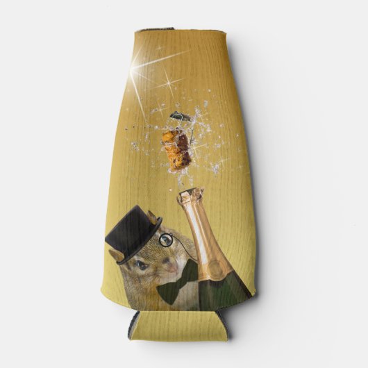 Cute Chipmunk nieuwjaarsfeest Flesjeskoeler (Voorkant)