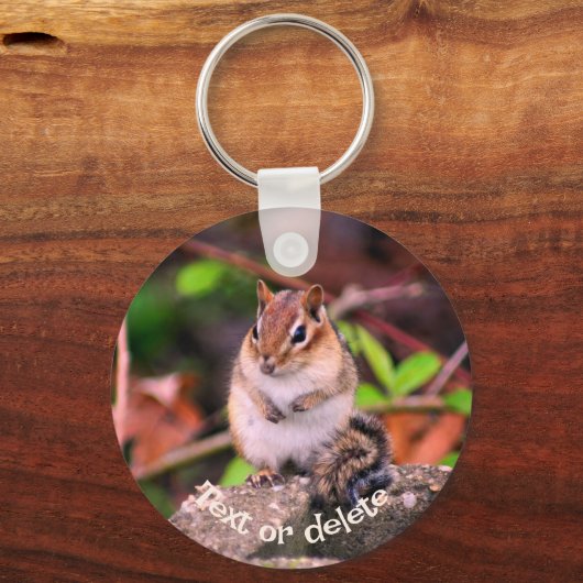Cute Chipmunk On Rock Personalized Sleutelhanger (Achterkant)