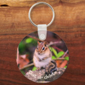 Cute Chipmunk On Rock Personalized Sleutelhanger (Voorkant)