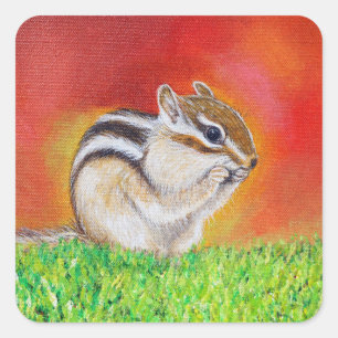 Cute Chipmunk Painting Vierkante Sticker