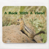 Cute Chipmunk peering on a Rock Photo Template Muismat (Voorkant)