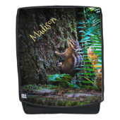 Cute Chipmunk Photo Mossy Tree, Green Forest Ferns Rugtassen (Voorkant)