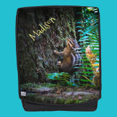 Cute Chipmunk Photo Mossy Tree, Green Forest Ferns Rugtassen