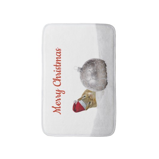 Cute Chipmunk Silver en Sneeuwkerstfeestdag Badmat (Voorkant Verticaal)