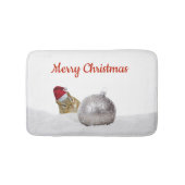 Cute Chipmunk Silver en Sneeuwkerstfeestdag Badmat (Voorkant)