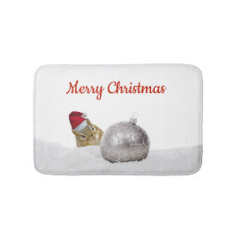 Cute Chipmunk Silver en Sneeuwkerstfeestdag Badmat