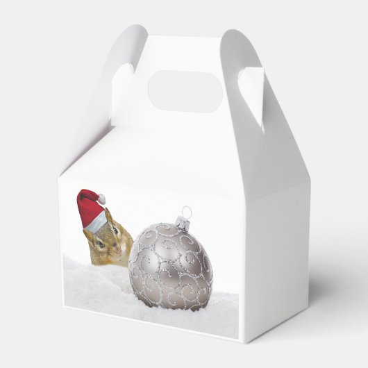 Cute Chipmunk Silver en Sneeuwkerstfeestdag Bedankdoosjes (Achterkant)