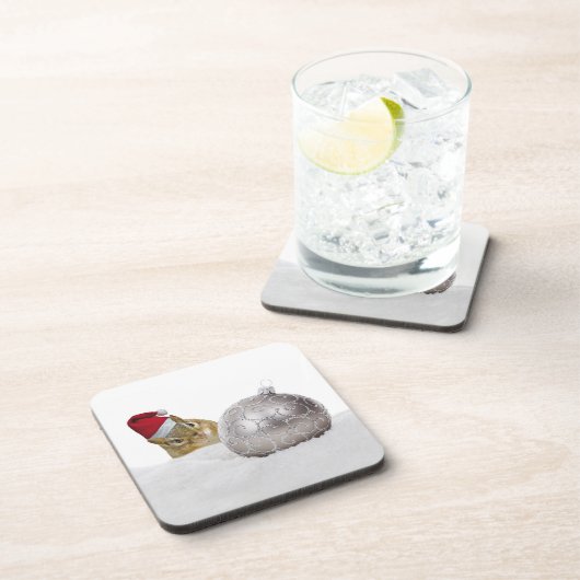 Cute Chipmunk Silver en Sneeuwkerstfeestdag Drankjes Onderzetter (Rechterzijde)