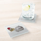 Cute Chipmunk Silver en Sneeuwkerstfeestdag Glazen Onderzetter (Schuin)