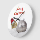 Cute Chipmunk Silver en Sneeuwkerstfeestdag Grote Klok (Hoek)
