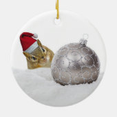 Cute Chipmunk Silver en Sneeuwkerstfeestdag Keramisch Ornament (Achterkant)